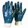 Work gloves with knitted collar, 1/1 dipped nitrile