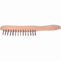 Hand steel brush with wood handle, 2 rows stainless