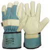Work gloves with rubberized collar, winter padded A-grade cow grain leather